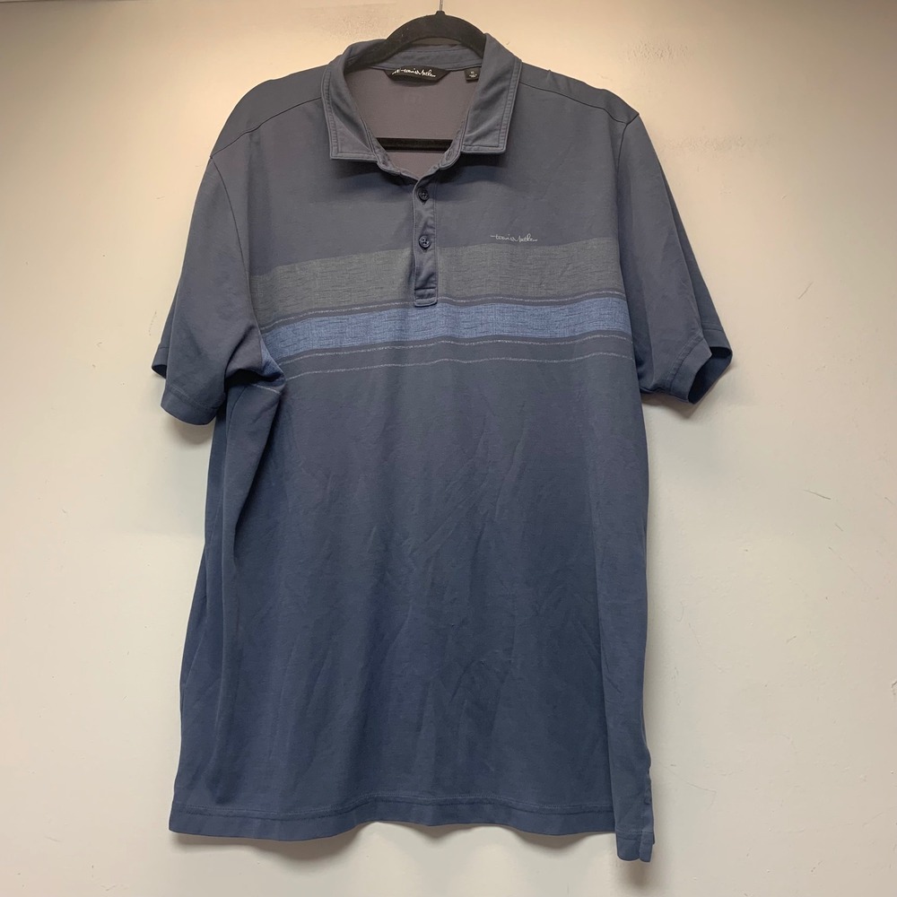 TravisMathew Polo Shirt Mens XL Blue Excellent Striped Pima Cotton Blend